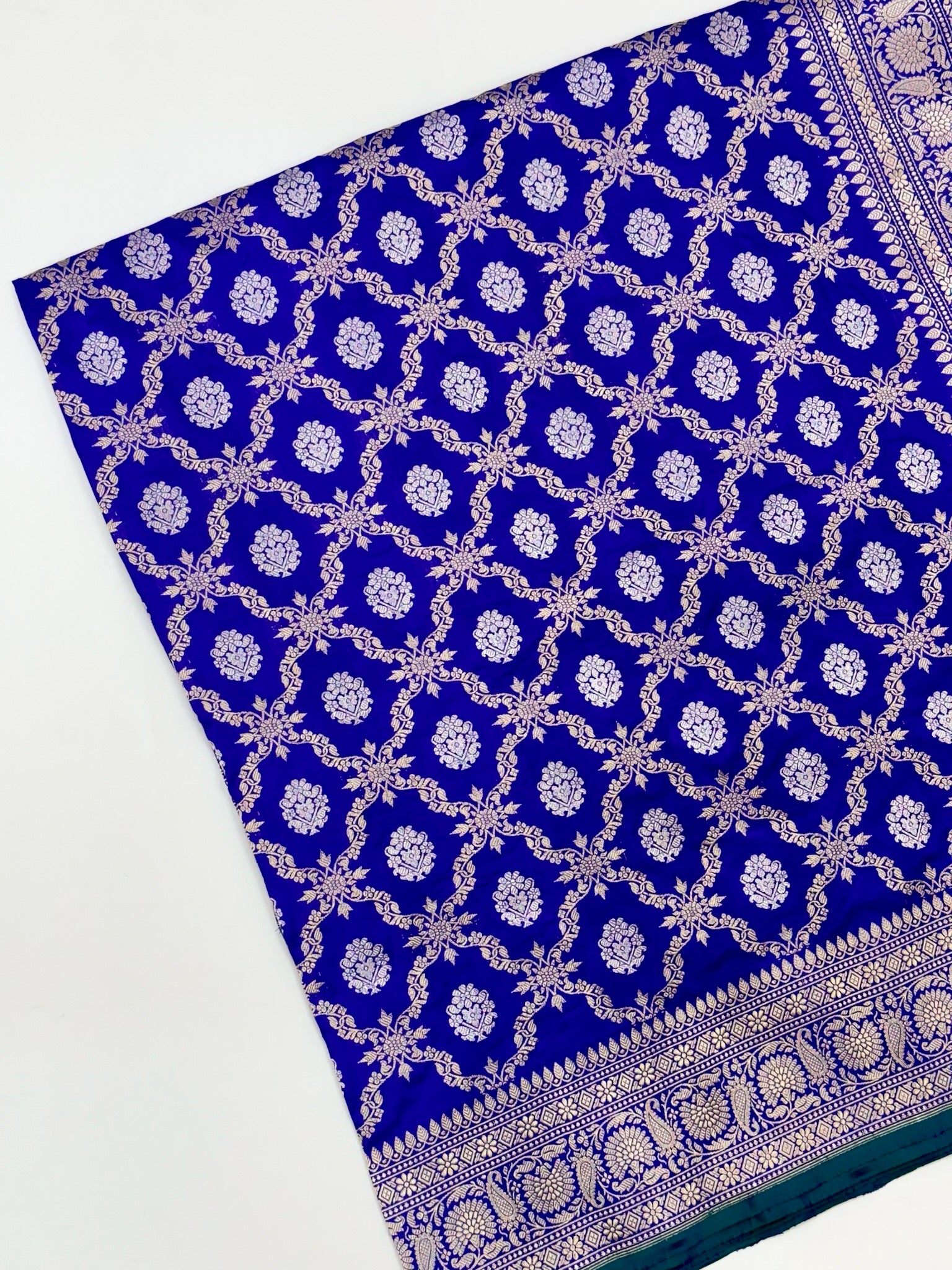 Blue Vintage Handwoven Pure Katan Silk Saree