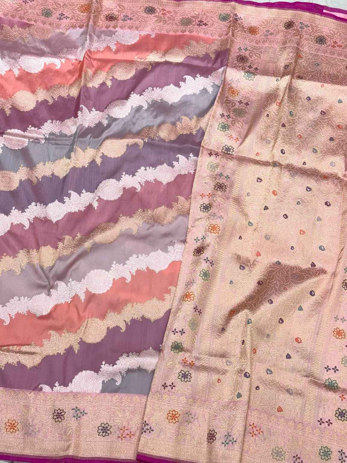 Pink Authentic Pure Katan Mulberry Silk | Kadhwa + Rangkaat Weave | Handwoven Luxury Banarasi  Saree