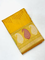 Yellow Ektara Weave Pure Banarasi Handwoven Saree