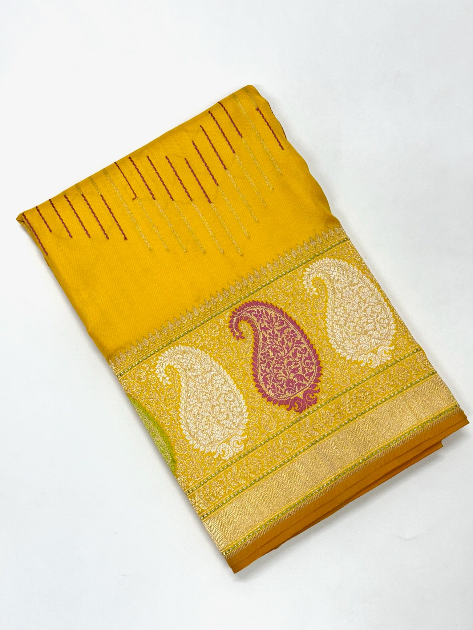 Yellow Ektara Weave Pure Banarasi Handwoven Saree