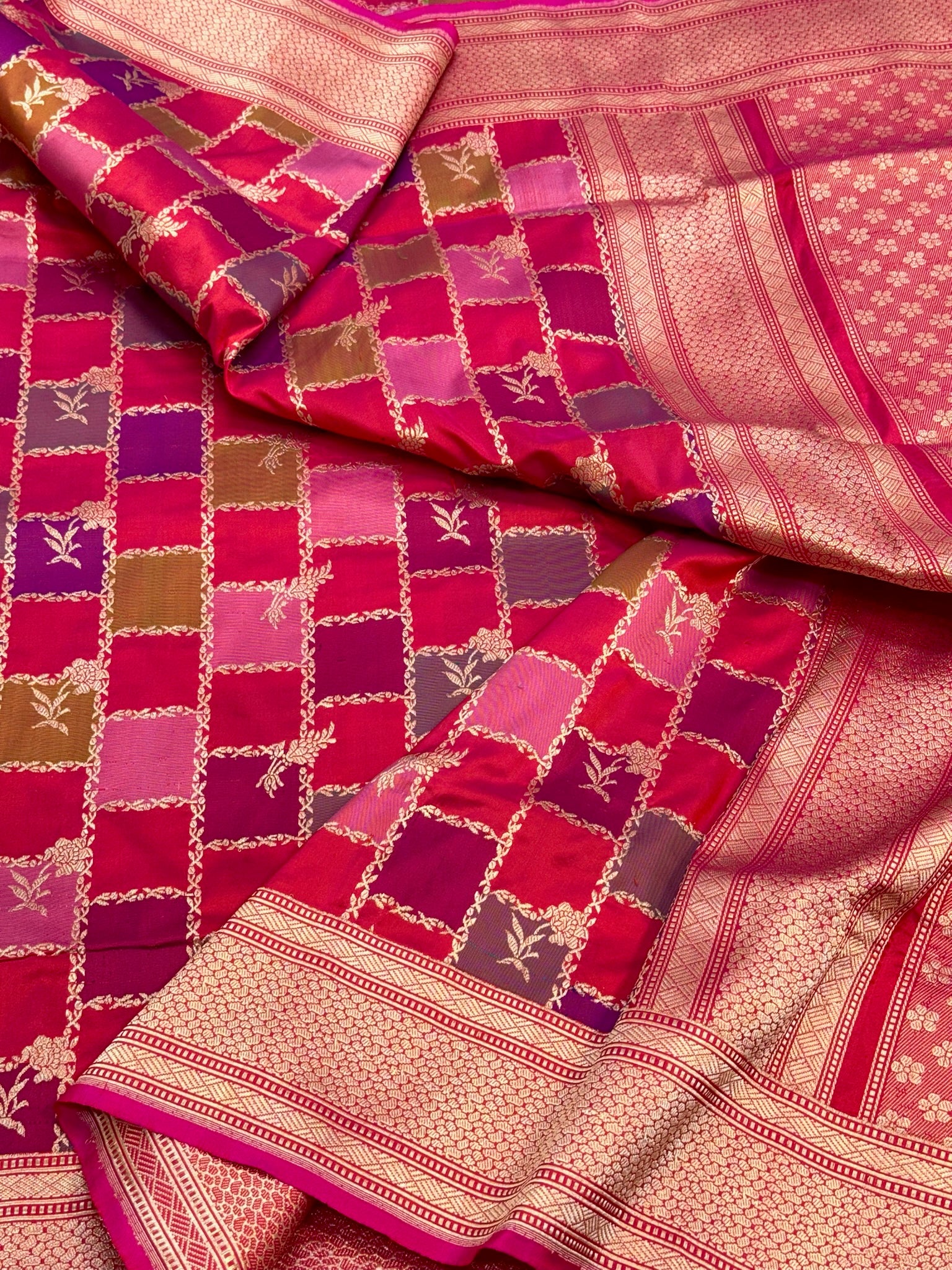 Pink Pure Mulberry Katan Silk Handwoven Banarasi Saree |Rangkaat|