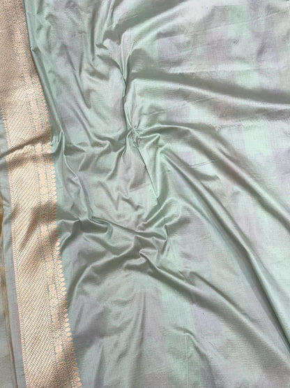 Mint Green Pure Mulberry Silk & Pure Katan Silk Handloom Banarasi Saree - Rangkaat
