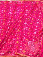 Pink Pure Mulberry Katan Silk Jamdani Handwoven Banarasi Saree