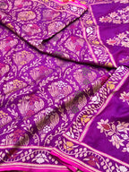 Navy Blue Pure Double Katan Silk Handloom Banarasi Saree |Ektara Weave|