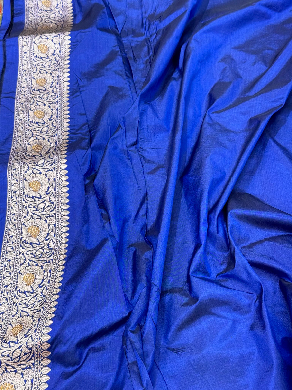 Blue Handwoven Banarasi Pure Mulberry Katan Silk Handloom Saree - Rangkaat