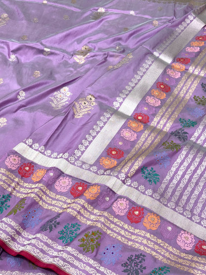 Lavender Pure Mulberry Katan Silk Handwoven | Kadhwa Technique | Banarasi Saree - New Era Of Elegance