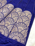 Royal Blue Satin Silk Pure Handwoven Lahenga