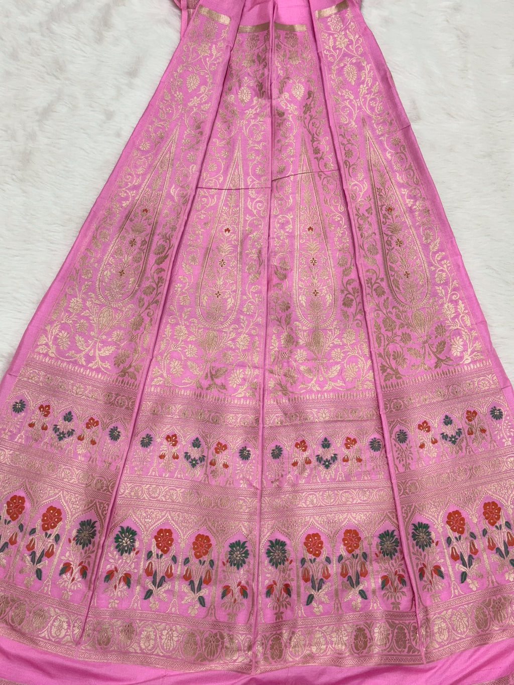 Pink Katan Silk Pure Handwoven Lahenga