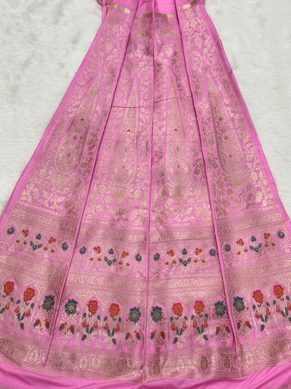 Pink Katan Silk Pure Handwoven Lahenga