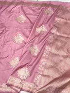 Pastel Pink Pure Katan Silk Handwoven Banarasi Saree | Contemporary Design | Skirt Pallu