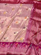 Rose Gold Pure Kora Tissue Silk Handwoven Banarasi Saree