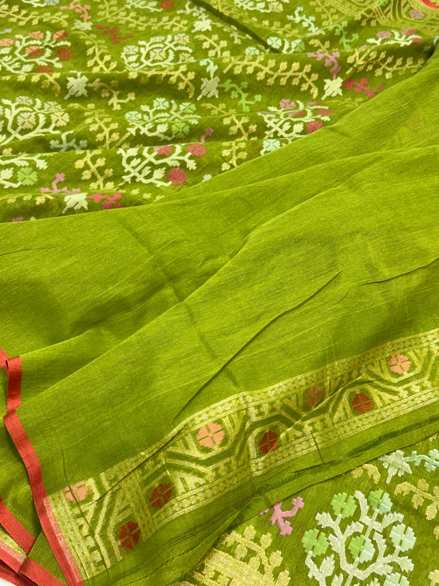 Green Ektara Weave Handloom Jamdani Saree