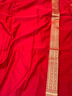 Dark Magenta Pure Satin Silk Handwoven Banarasi Saree