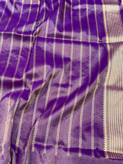 Gold Pure Double Katan Tissue Silk  | Kadhwa Tecnique | Handwoven Banarasi Silk Saree