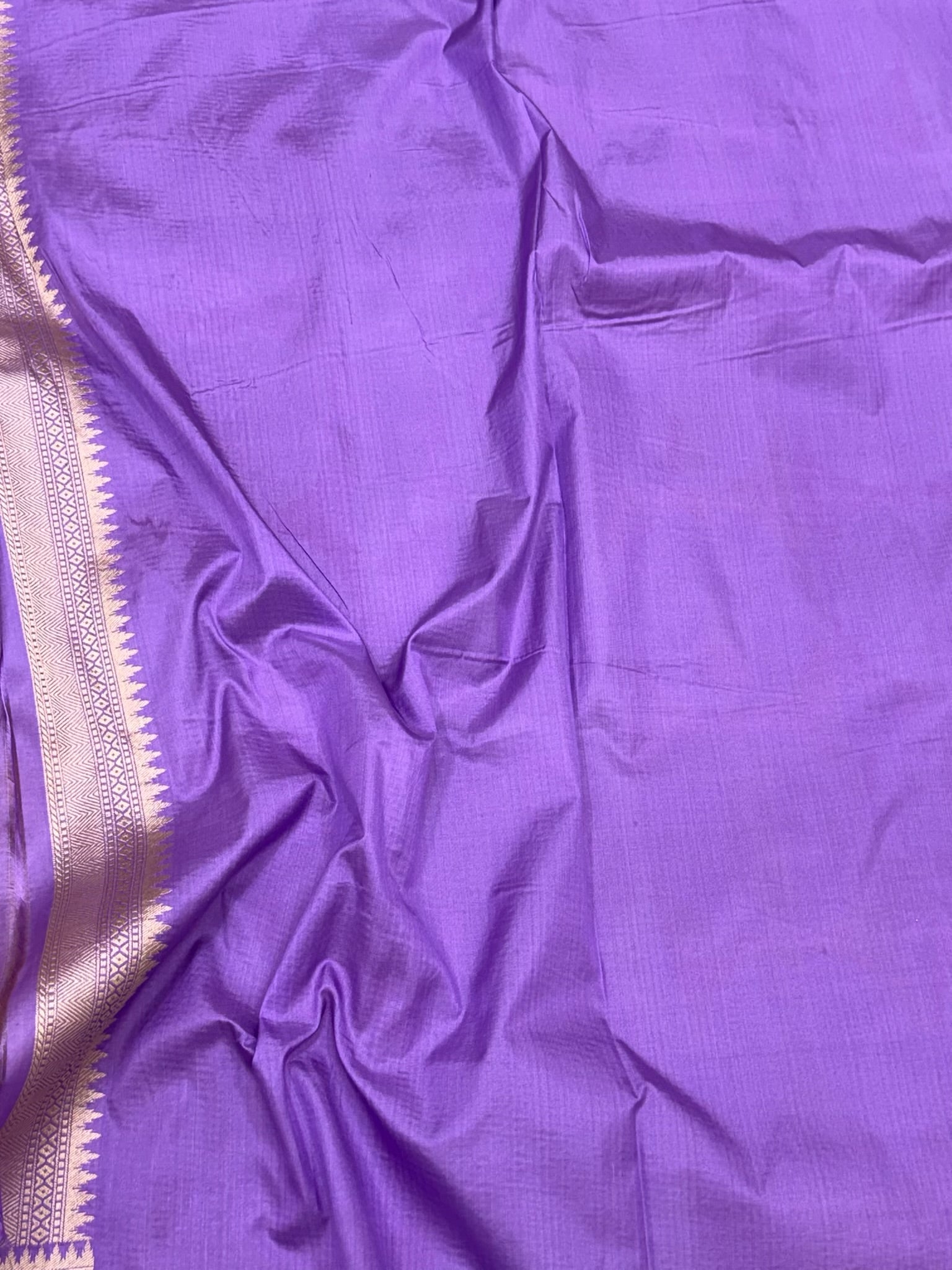 Lavender Pure Mulberry Katan Silk Handloom Banarasi Rangkaat Saree