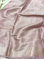 Powder Pink Pure Mulberry Chiniya Silk Lightweight Contemporary Saree
