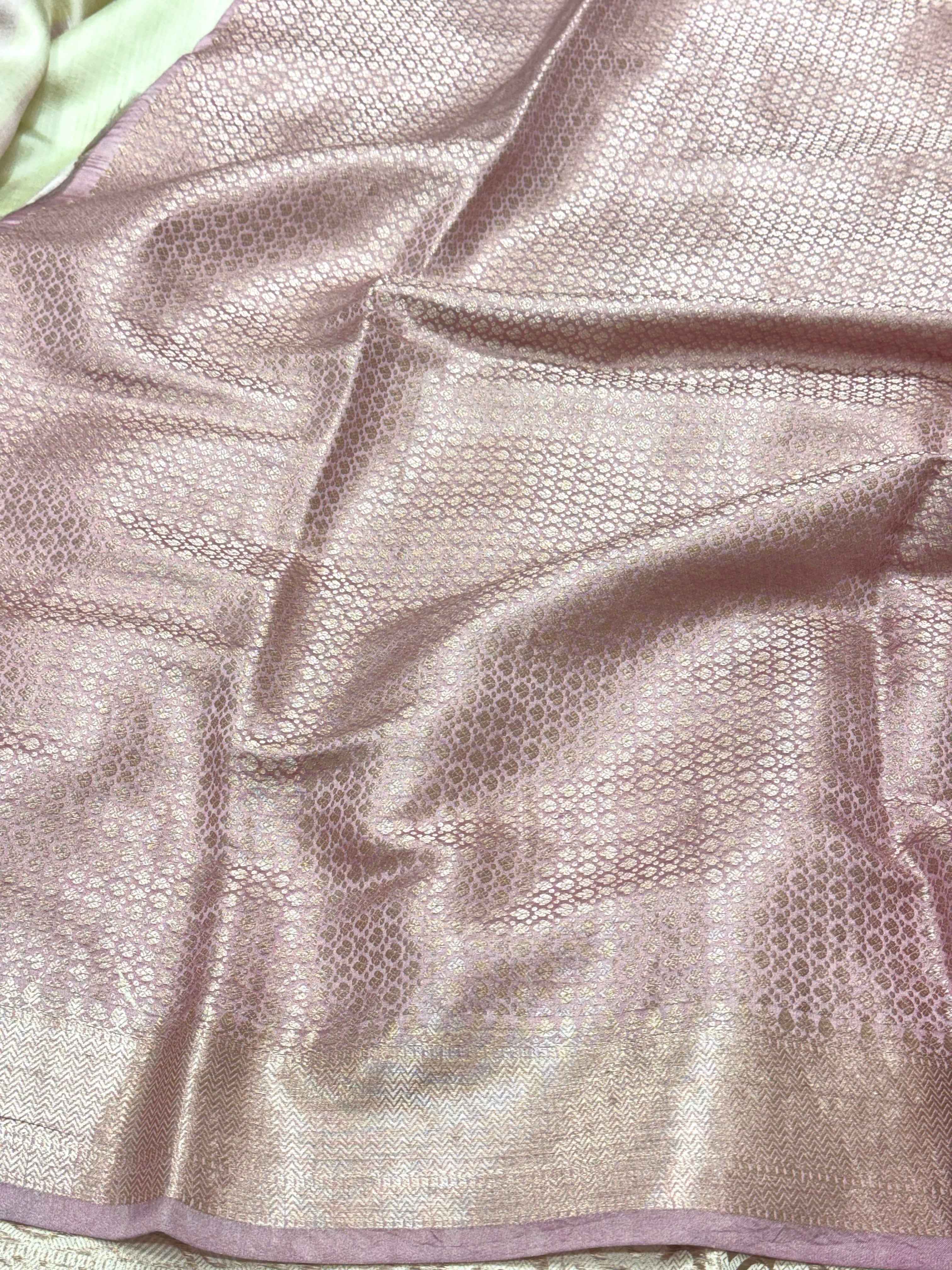 Powder Pink Pure Mulberry Chiniya Silk Lightweight Contemporary Saree