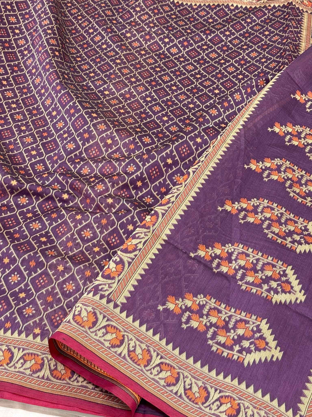 White Blended Silk Lightweight Cotton Saree