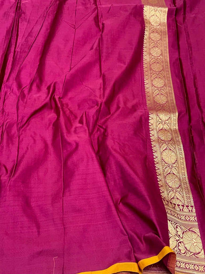 Berry Wine Pure Mulberry Katan Silk Handloom Banarasi Saree