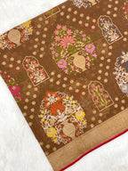 Brown Ektara Weave Handloom Jamdani Saree