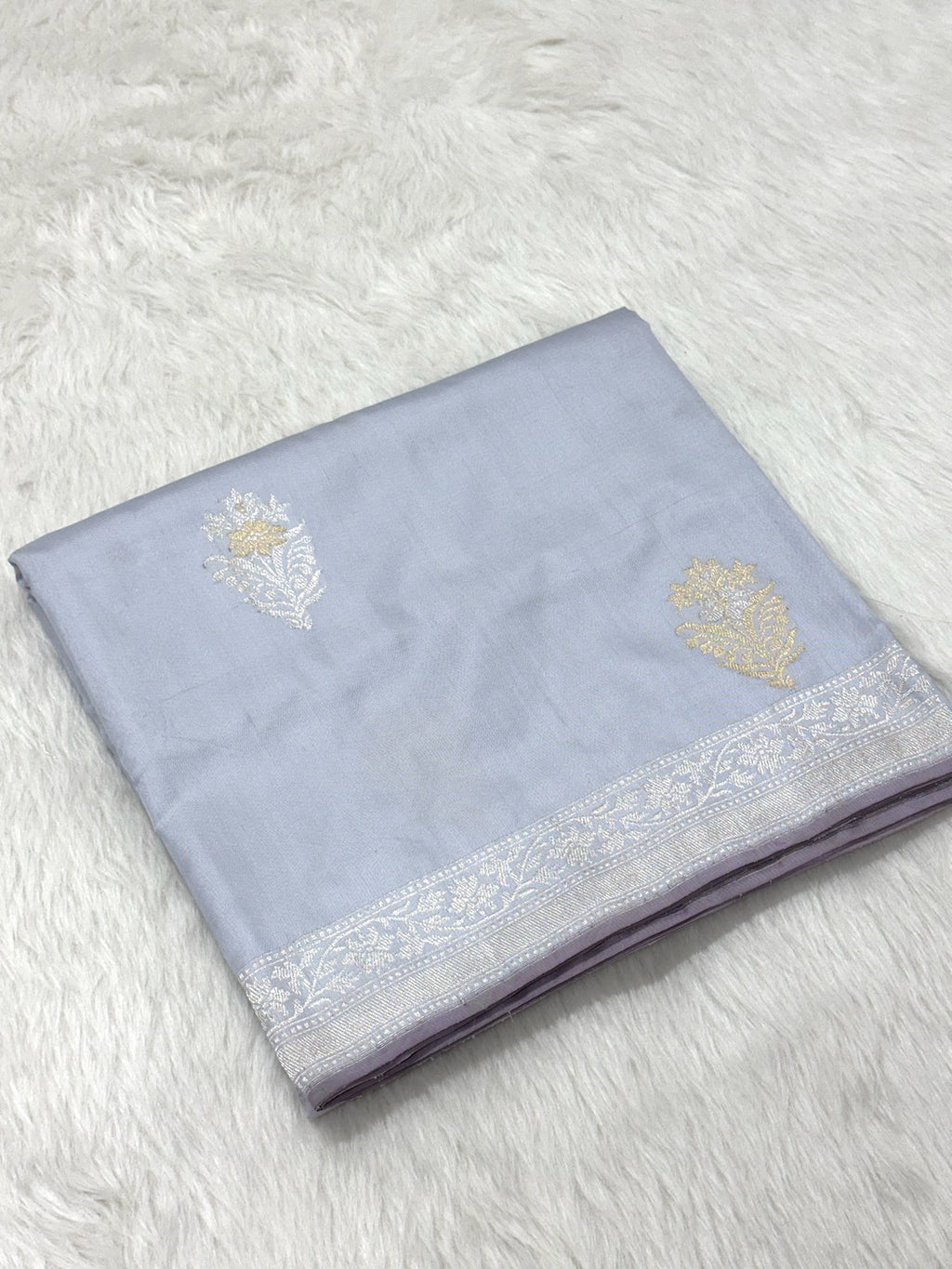 Ice Blue Ektara weave Handwoven Pure Silk Saree