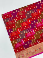 Red Katan Silk Rangkaat Handwoven Saree