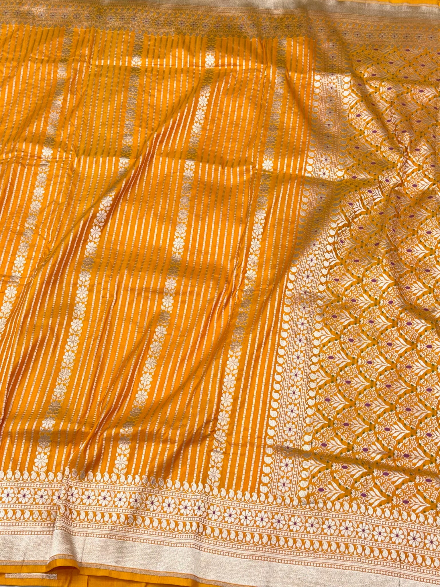 Pastel Orange Pure Mulberry Katan Silk Handloom Banarasi Modern Saree
