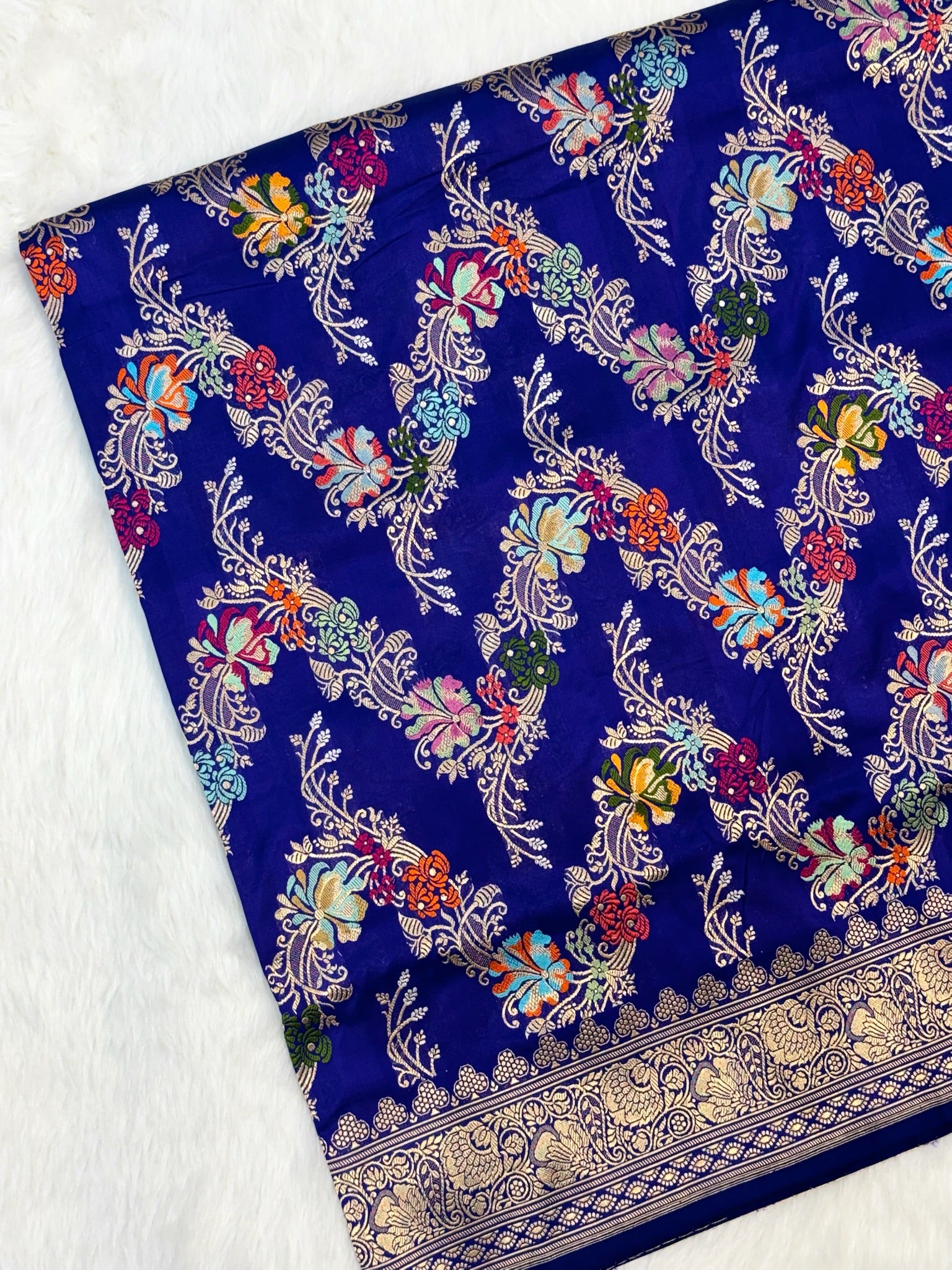 Blue Katan Silk Pure Handwoven Saree
