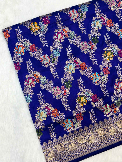 Blue Katan Silk Pure Handwoven Saree
