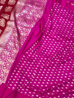 Red Pure Mulberry Muga And Satin Silk Banarasi Saree - Lightweight soft drape