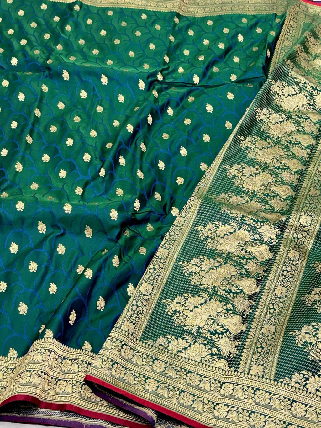 Yellow Orange Pure Satin Silk Handwoven Banarasi Saree