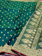 Yellow Orange Pure Satin Silk Handwoven Banarasi Saree