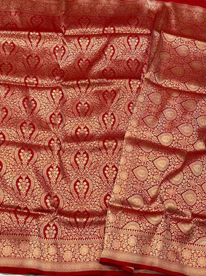 Pearl White Handloom Banarasi Brocade Saree - Pure Katan Mulberry Silk Banarasi Saree