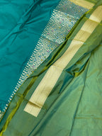 Teal Green Katan Silk Pure Handwoven Saree