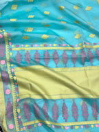 Aqua Blue Pure Kora Silk Handwoven Banarasi Saree