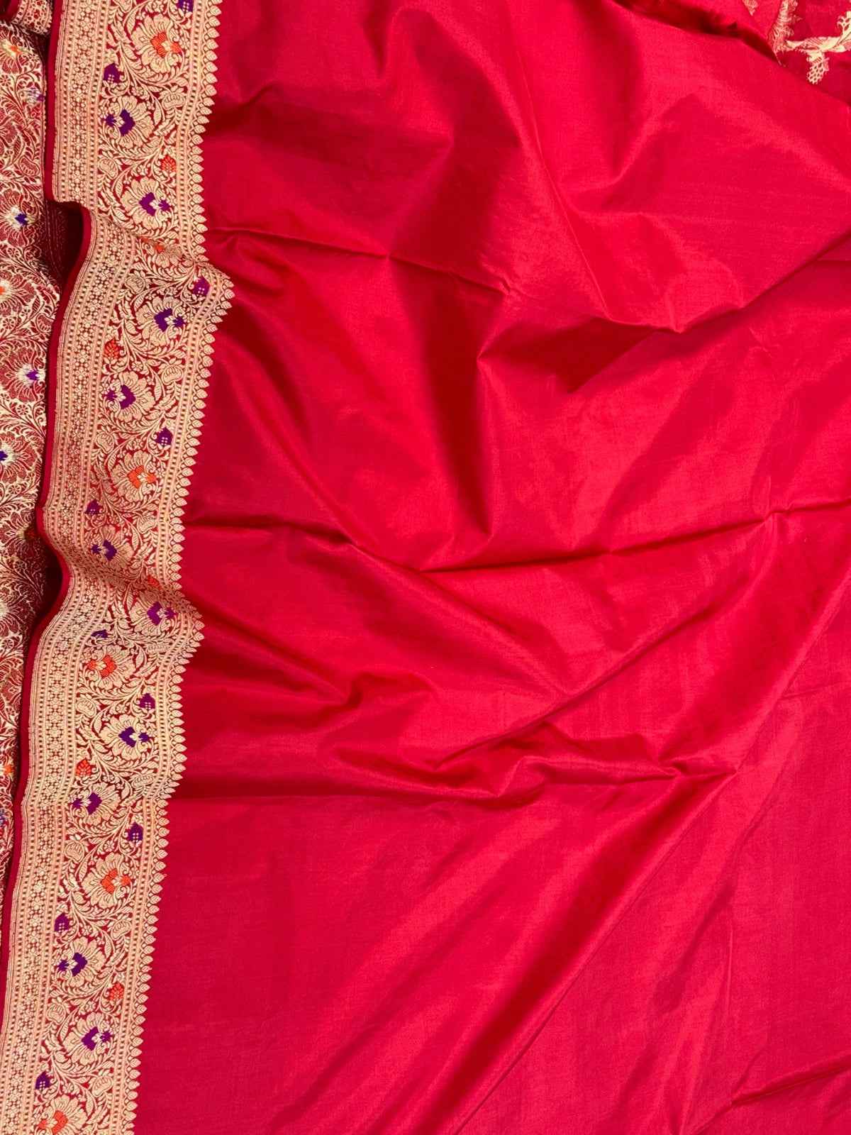 Rani Pink Pure Katan Silk Handwoven Banarasi Saree