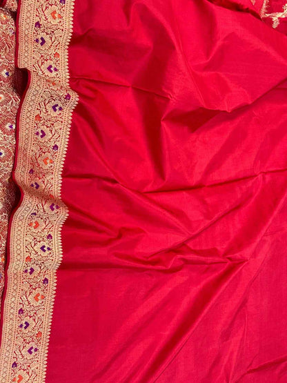 Rani Pink Pure Katan Silk Handwoven Banarasi Saree