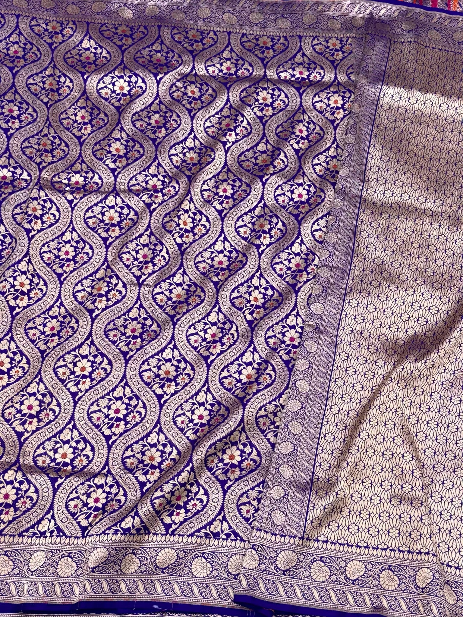 Purple Pure Mulberry Silk & Pure Katan Silk Handloom Banarasi Saree - Brocade