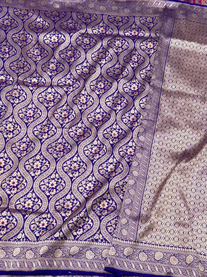 Purple Pure Mulberry Silk & Pure Katan Silk Handloom Banarasi Saree - Brocade