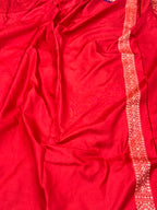 Red Pure Mulberry Katan Silk Jamdani Handwoven Banarasi Saree- Ektara Weave