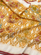 Mustard Yellow Pure Muslin Cotton & Tissue Jamdani | Ektara Weave | Handloom Banarasi Saree