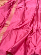 Electric Pink Pure Satin Silk Handwoven Soft Drape Banarasi Saree