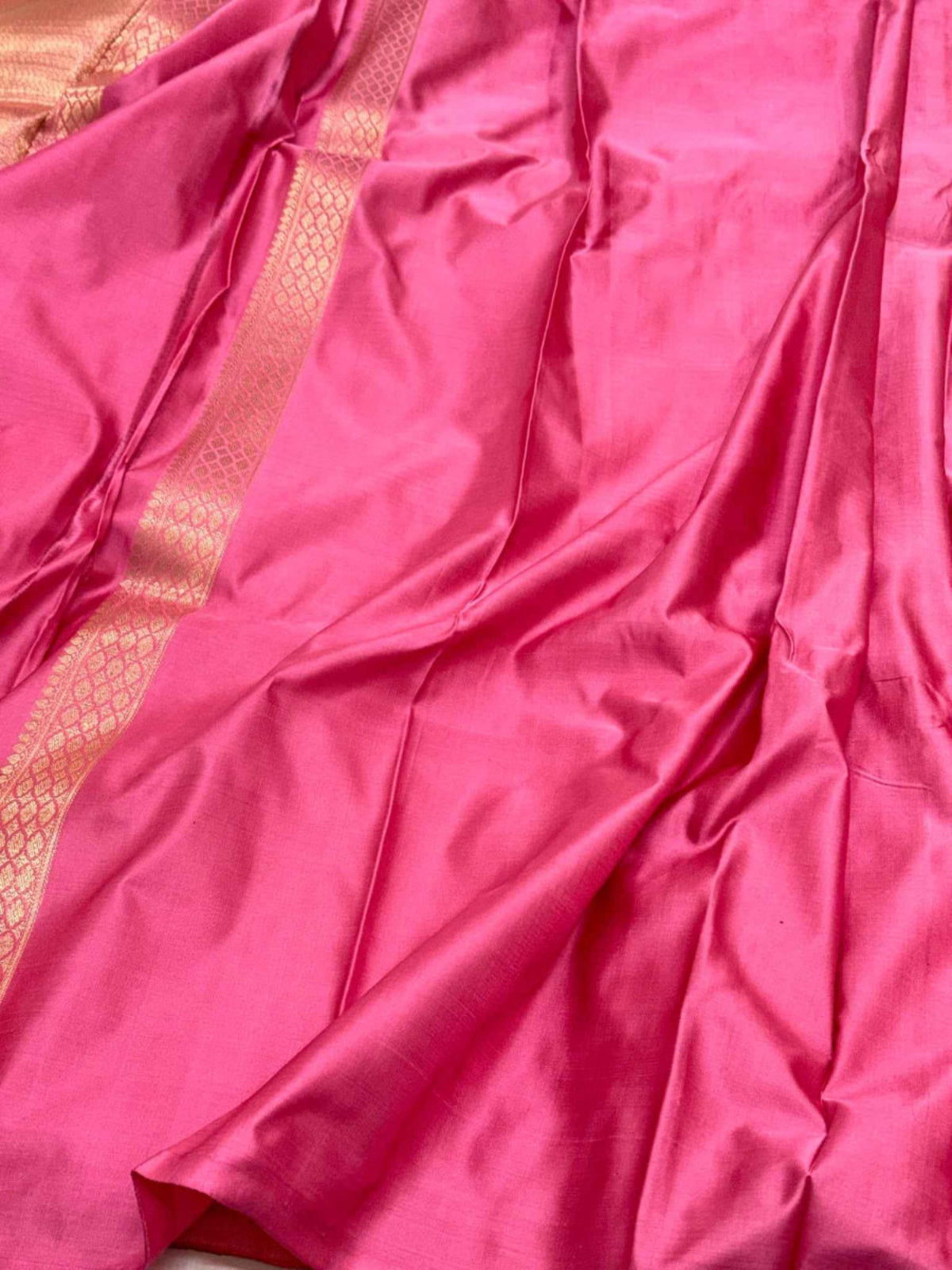 Electric Pink Pure Satin Silk Handwoven Soft Drape Banarasi Saree