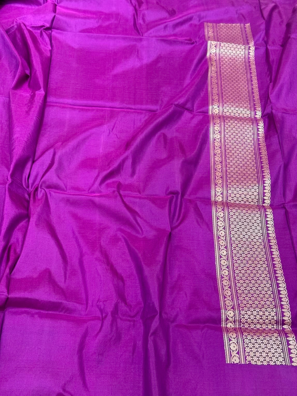 Purple 100% Pure Katan Mulberry Silk Banarasi Handwoven Saree