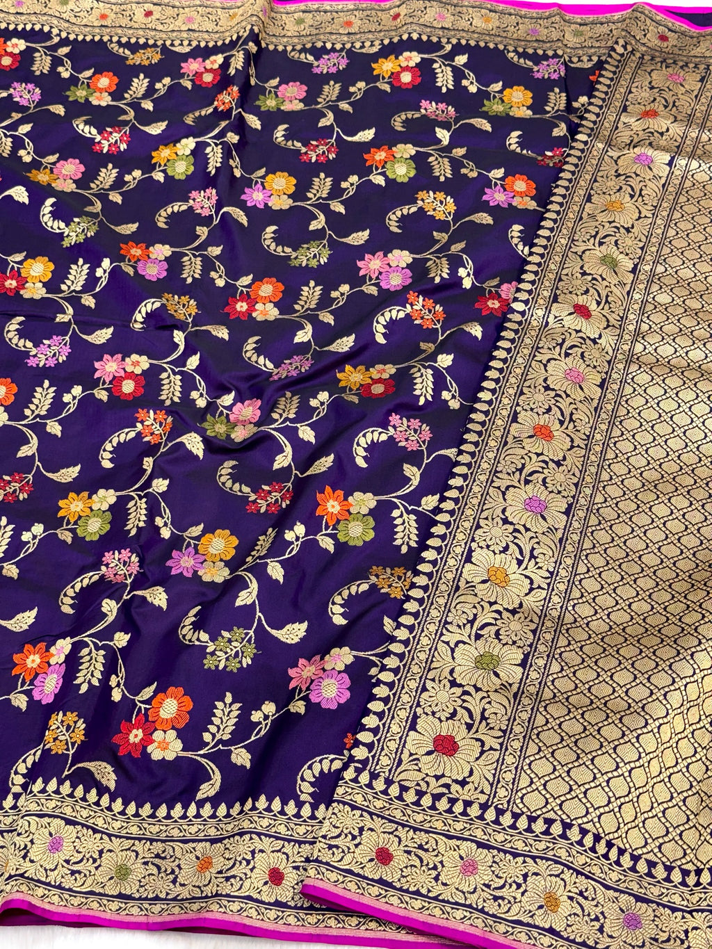 Purple Katan Silk Pure Handwoven Saree