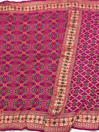 Red/Orange Pure Banarasi Bandhej Lightweight Saree - Pure Chiffon Georgette Handloom Banarasi Saree
