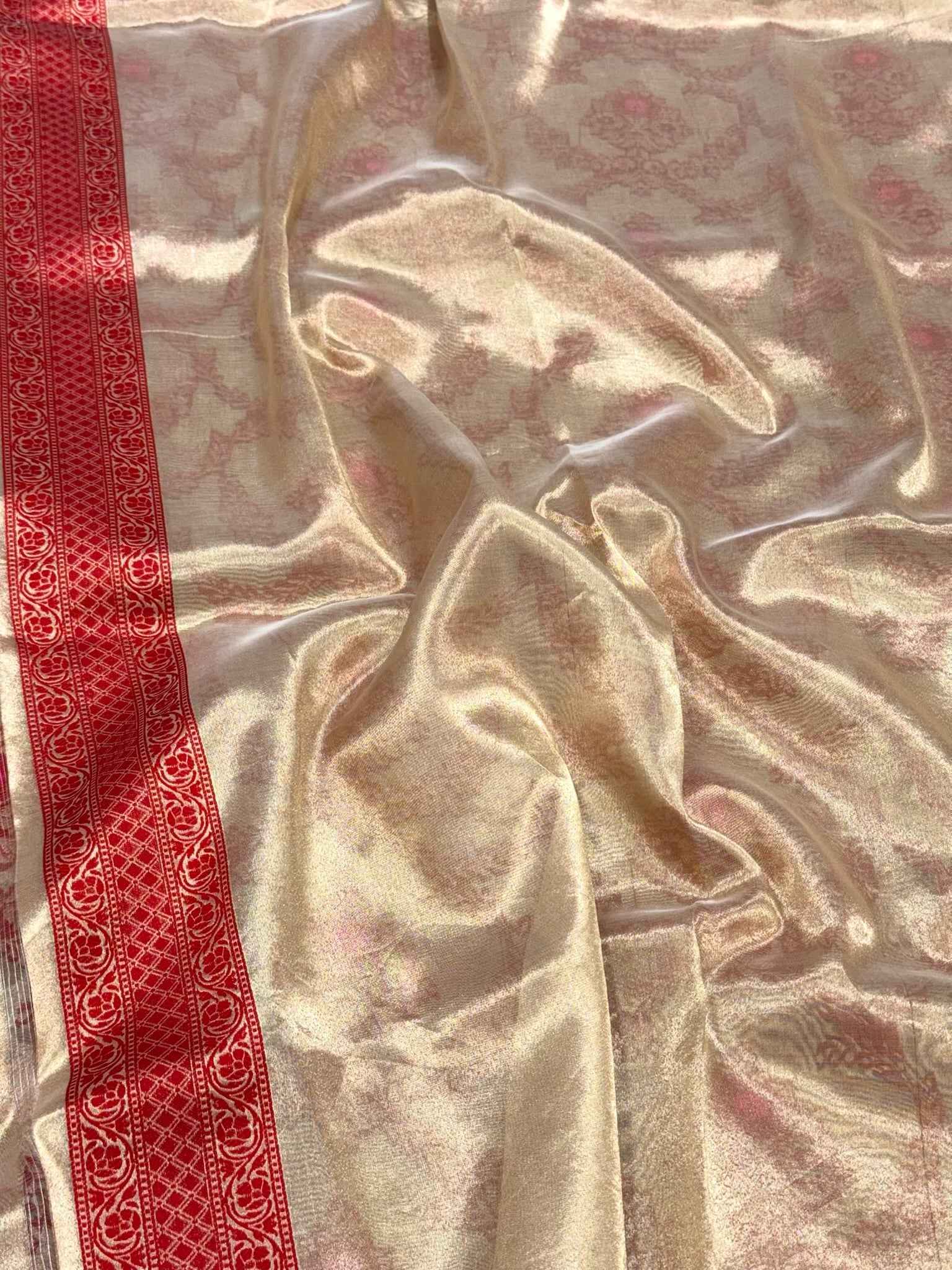 Molten Gold Tissue Pure Kora Silk & Pure Tissue Silk Handloom Banarasi Saree