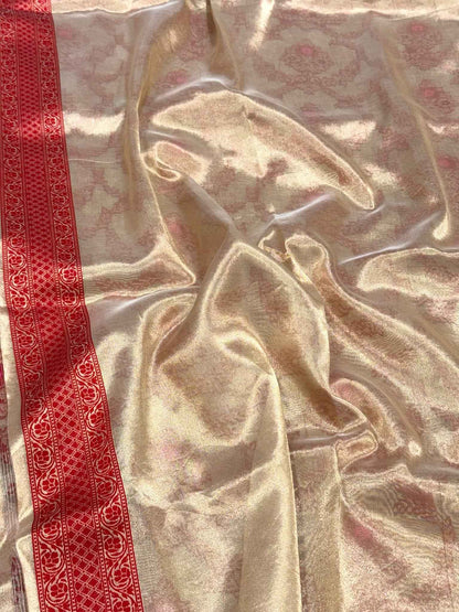 Molten Gold Tissue Pure Kora Silk & Pure Tissue Silk Handloom Banarasi Saree