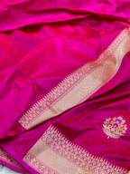 Pink Katan Silk Pure Handwoven Saree