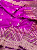 Purple Pure Mulberry Silk & Pure Katan Silk Saree - Handwoven Banarasi Kadhwa Weave Saree